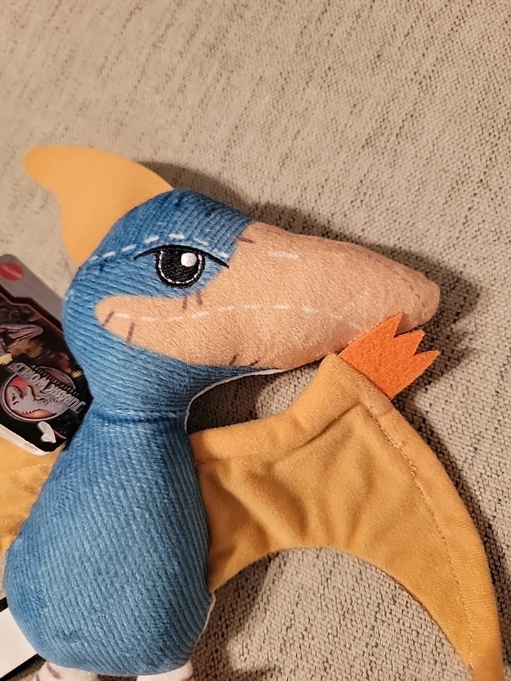 Blue and Orange Plush Pterodactyl Bird Toy - Pet Play Plush